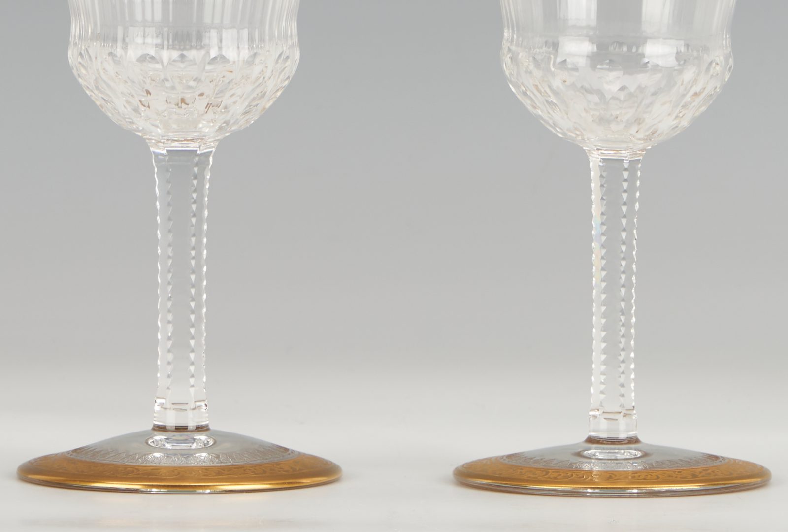 Lot 203: 12 St. Louis Thistle Crystal Burgundy Wine Glasses