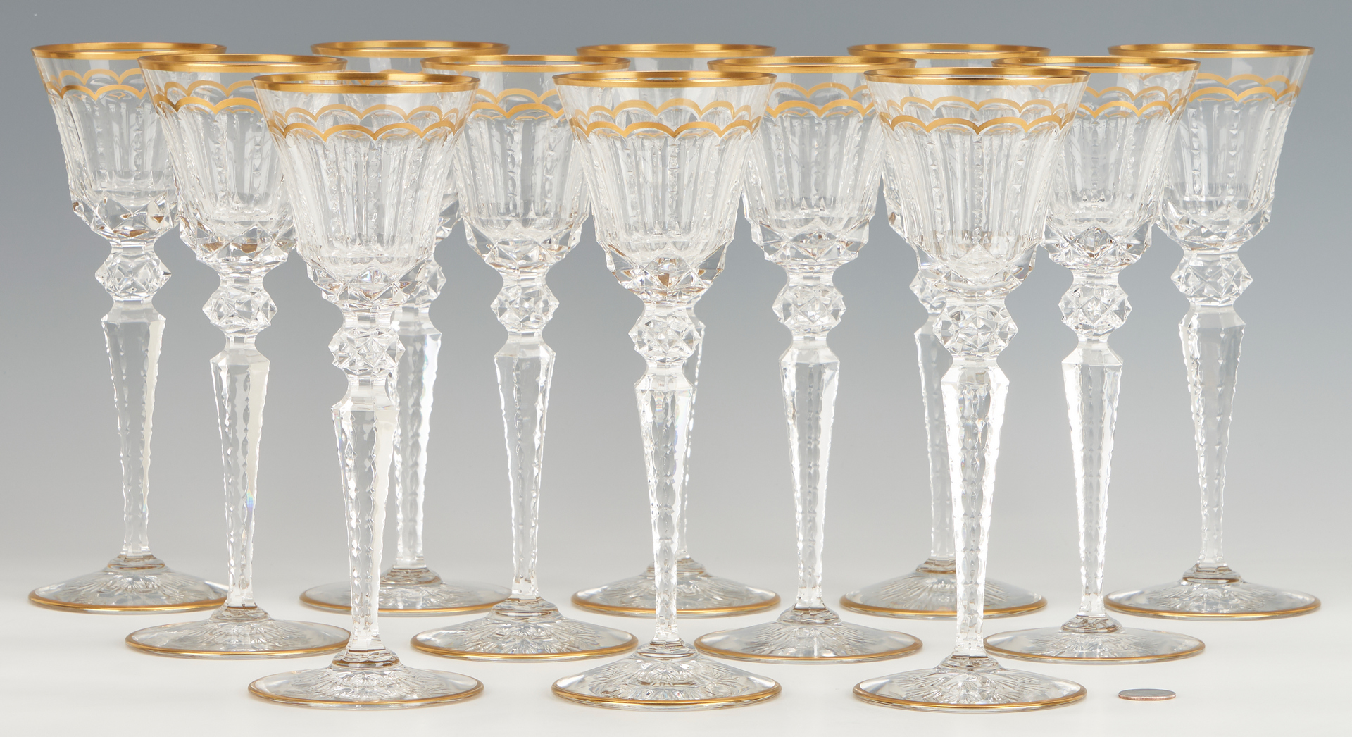 Lot 204: 12 St. Louis Excellence Crystal Water Goblets