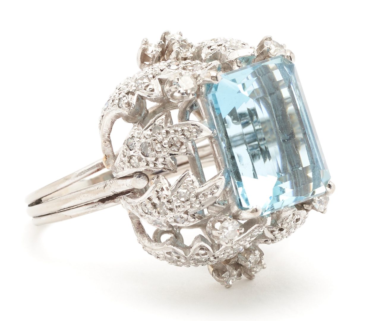 Lot 223: 14K Aquamarine & Diamond Necklace w/ Matching Ring
