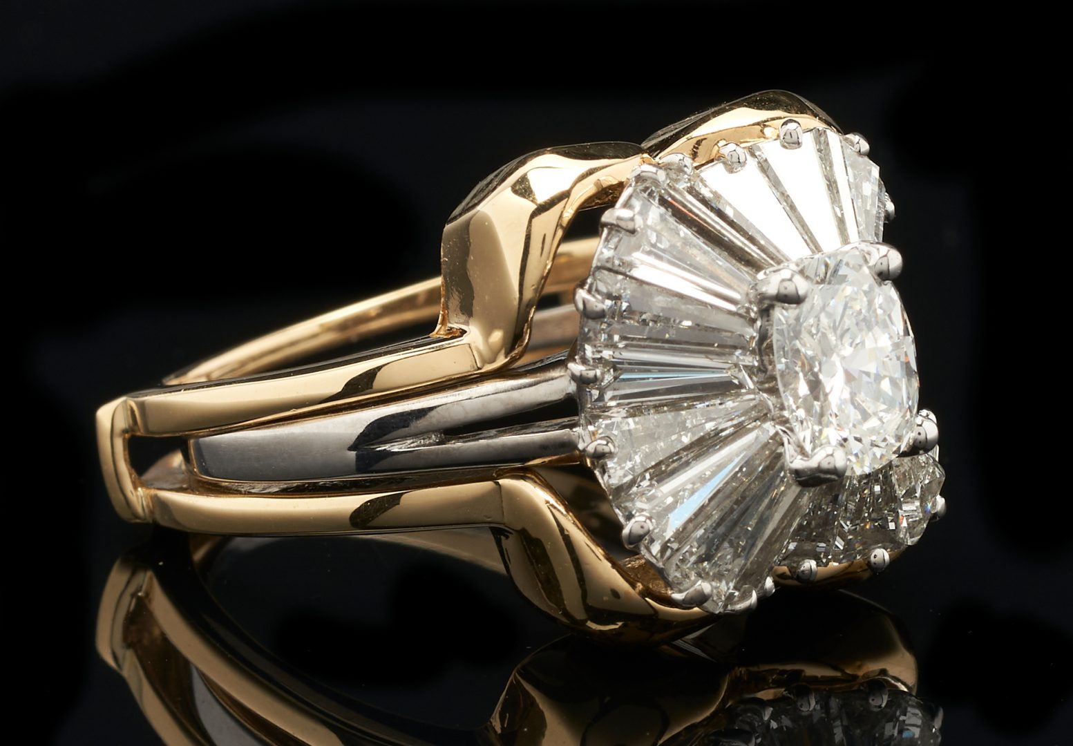 Lot 23: Platinum & Diamond Ballerina Ring w/ 18K Gold Ring Jacket