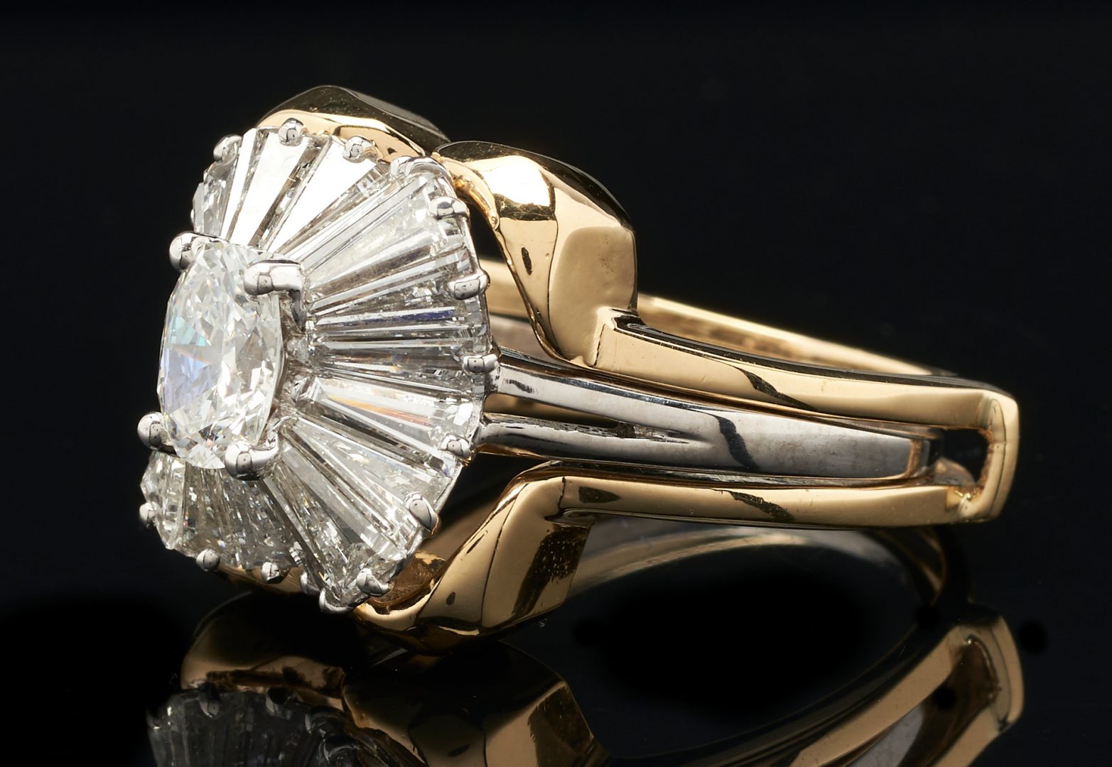 Lot 23: Platinum & Diamond Ballerina Ring w/ 18K Gold Ring Jacket