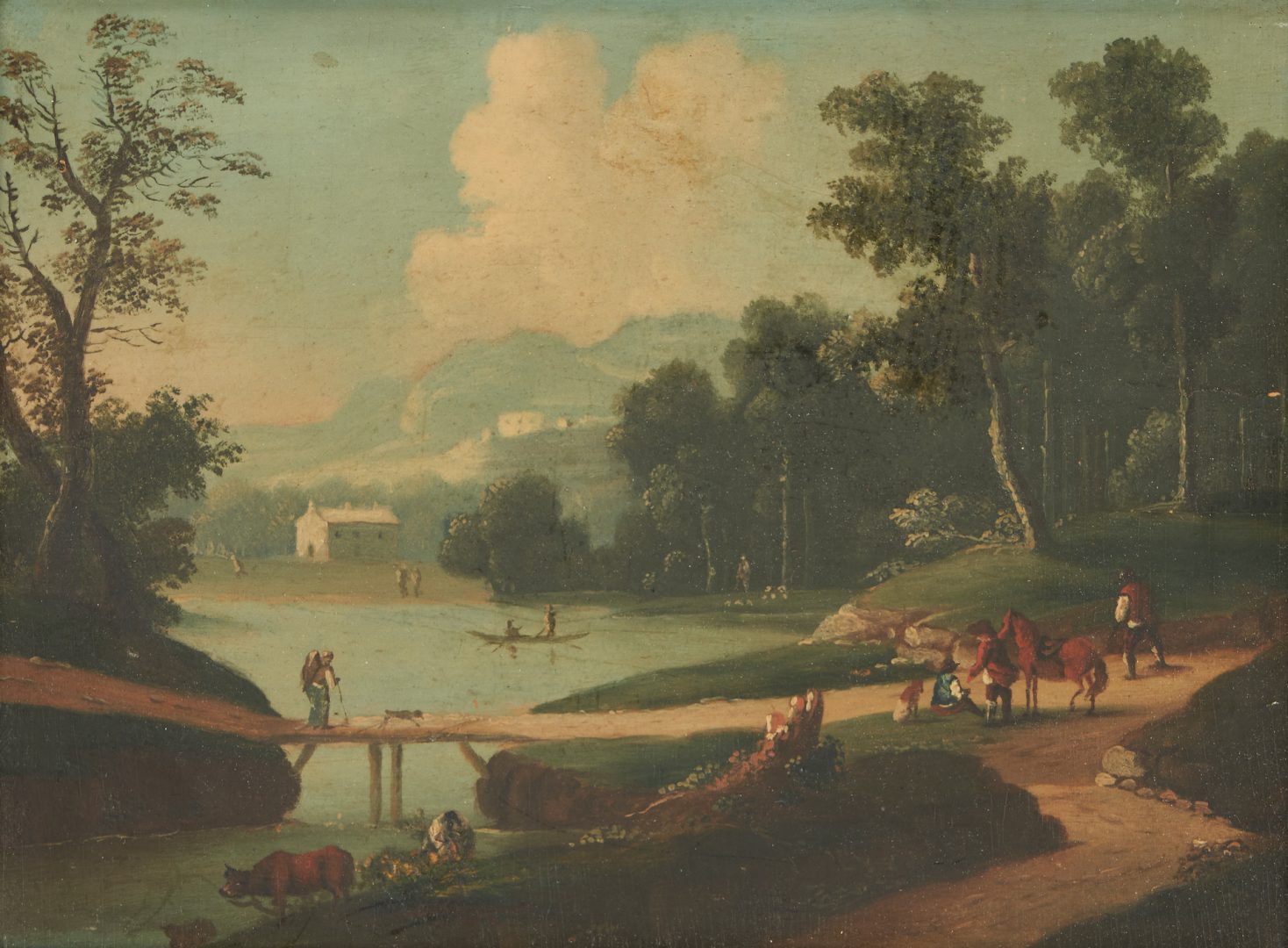 Lot 259: Style of Jan Wyck, Pair of O/B Landscapes