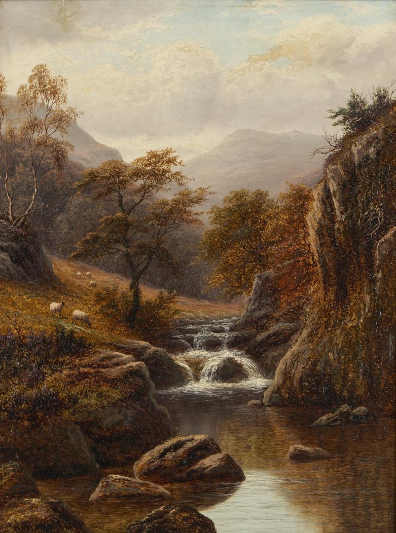 Lot 263: William Mellor Oil Landscape Painting, On the Lledr, North Wales
