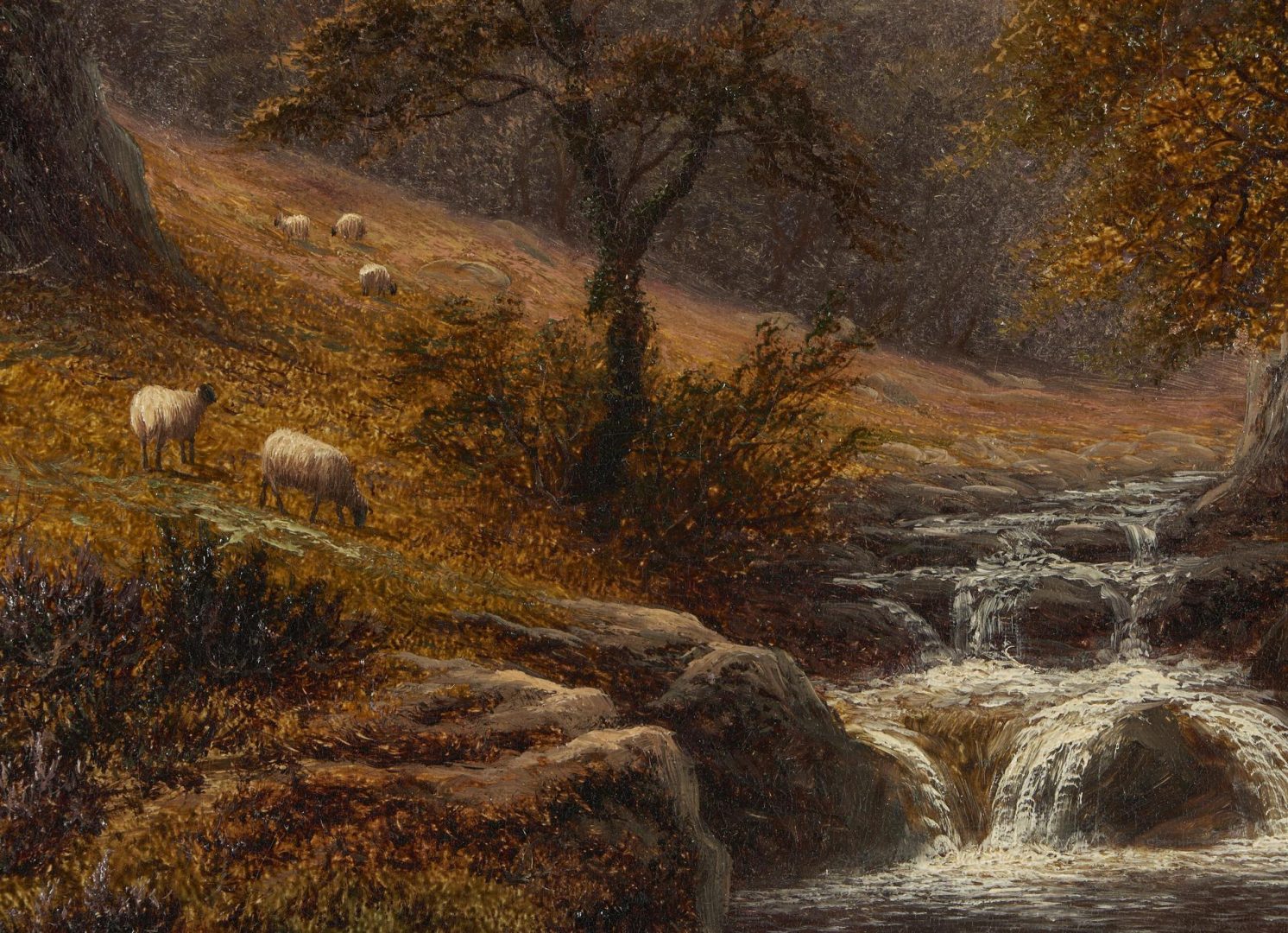 Lot 263: William Mellor Oil Landscape Painting, On the Lledr, North Wales