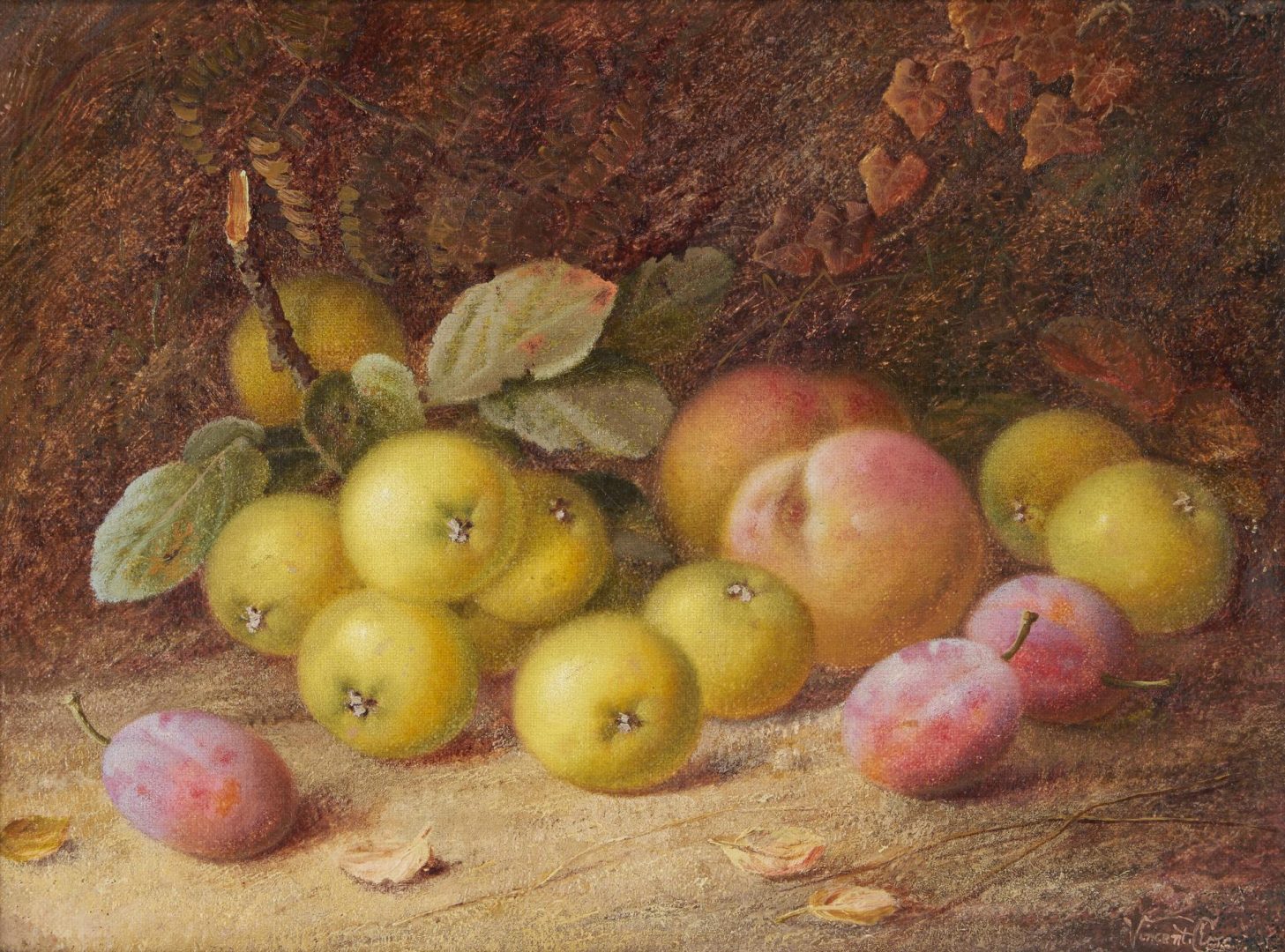 Lot 265: Vincent Clare O/C Painting, Still Life with Apples & Peaches