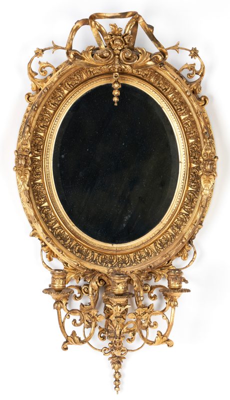 Lot 266: Louis XVI Oval Giltwood Mirror