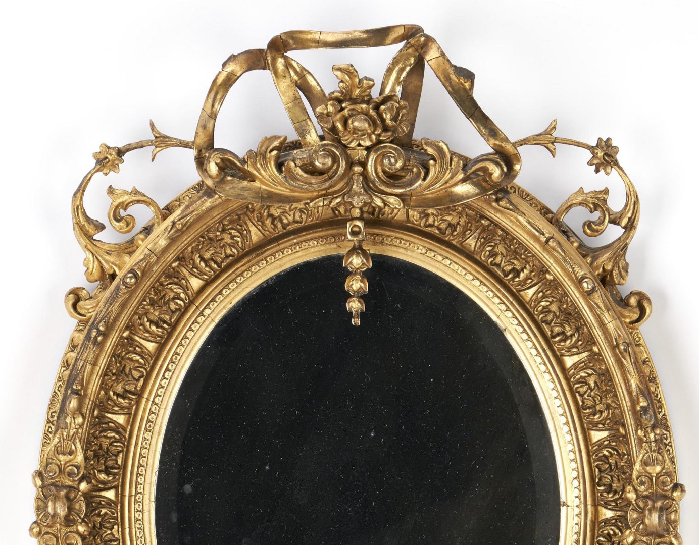 Lot 266: Louis XVI Oval Giltwood Mirror