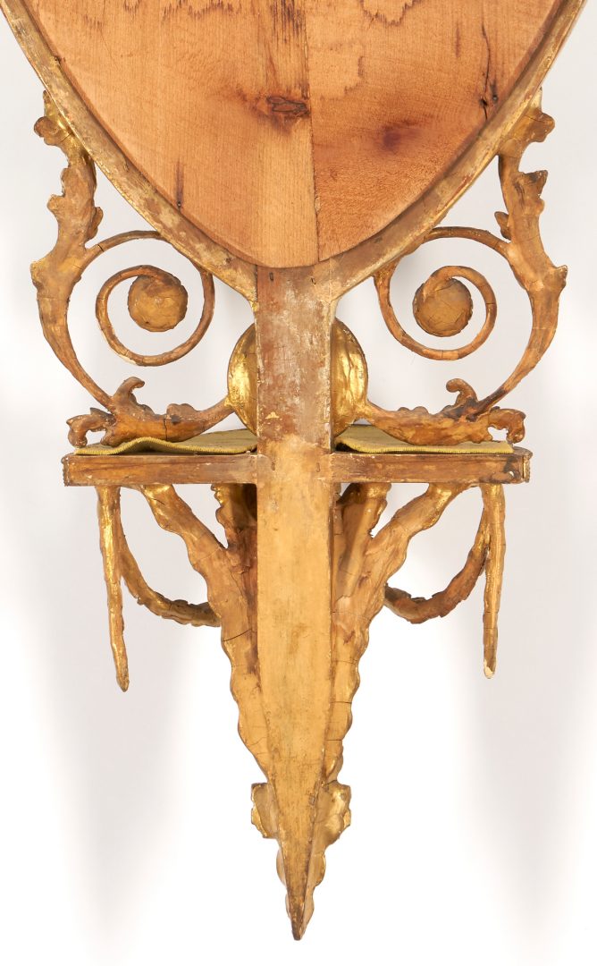 Lot 278: English Neoclassical Shield Form Giltwood Mirror