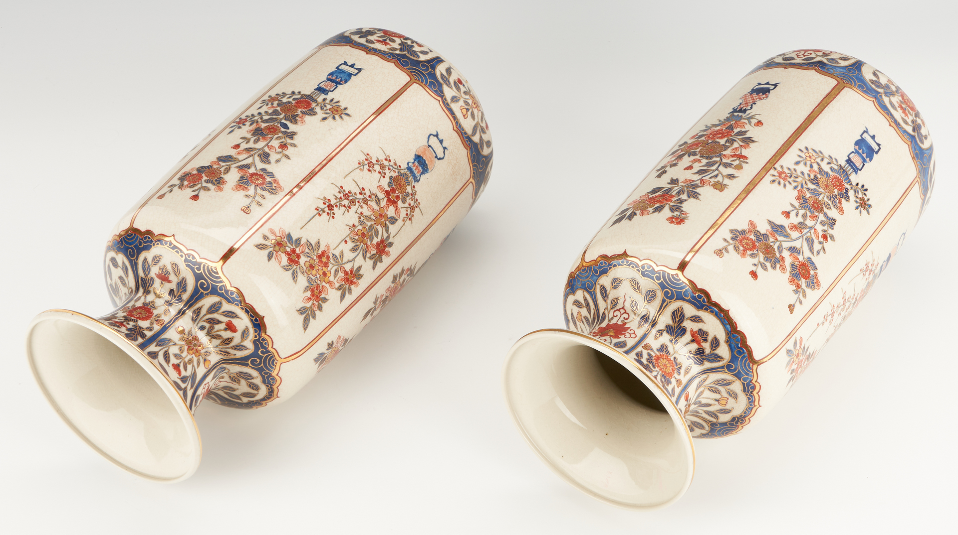 Lot 297: Pair Asian Imari Palette Porcelain Vases