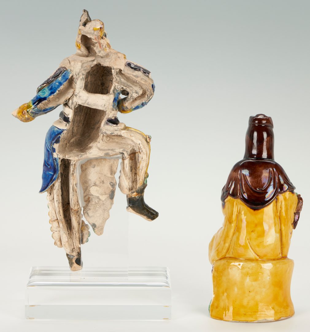 Lot 299: 2 Chinese Sancai Glazed Pottery Figures