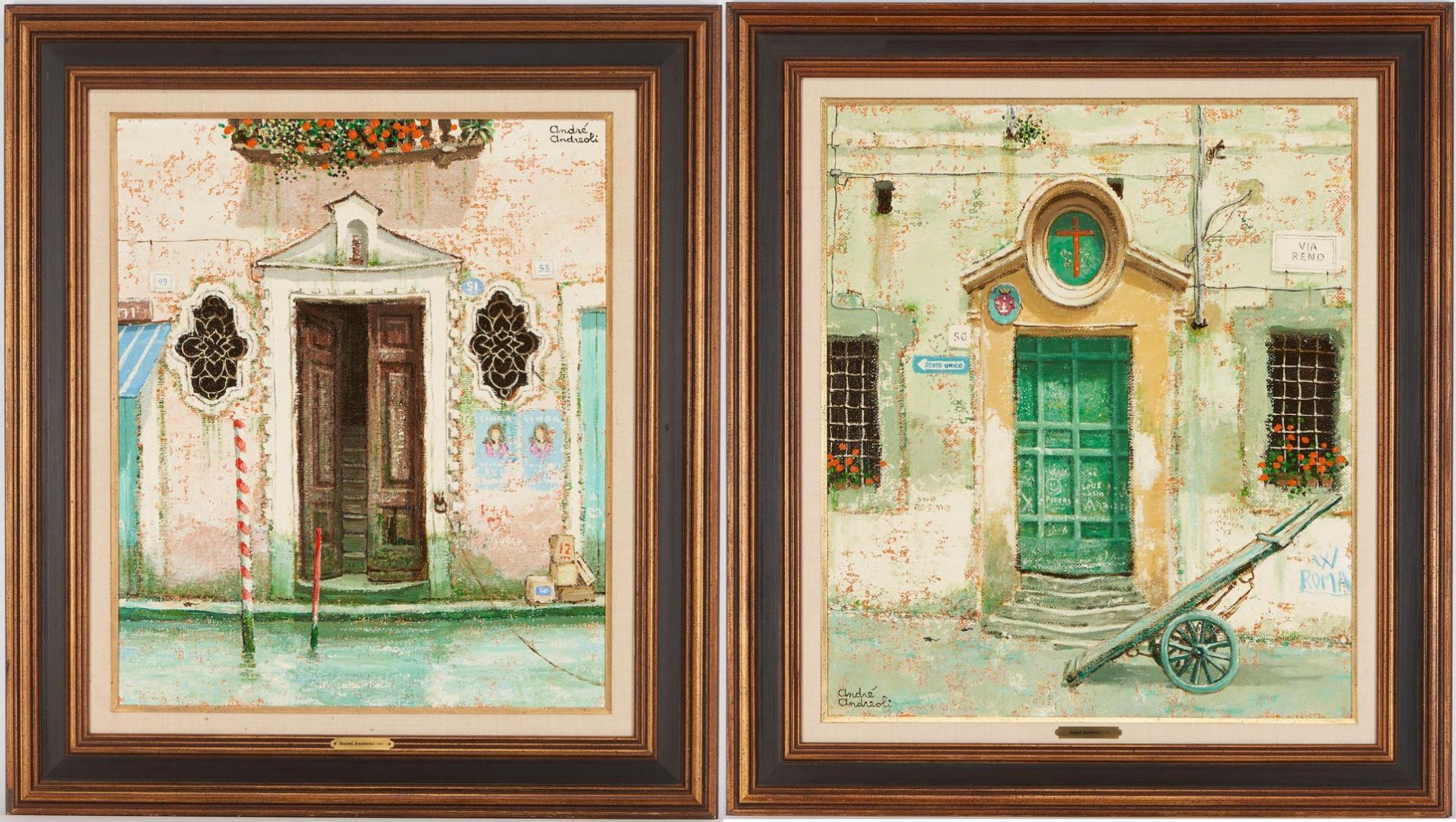 Lot 327: 2 Andre Andreoli O/C Paintings, Venetian Doorway Scenes