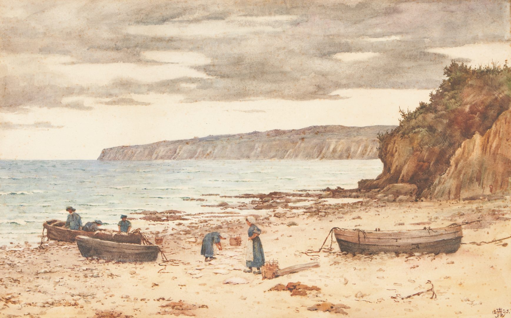 Lot 333: James Archer W/C Marine Painting, Harvest of the Sea