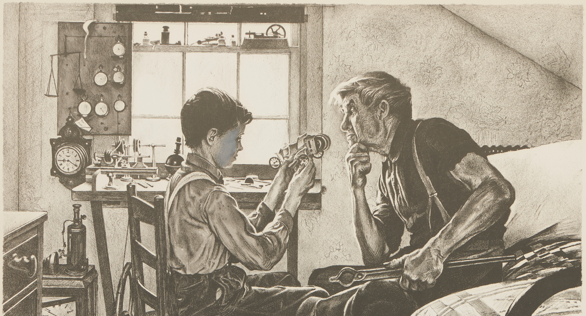 Lot 334: Norman Rockwell Signed Lithograph, The Boy Who Put the World on Wheels