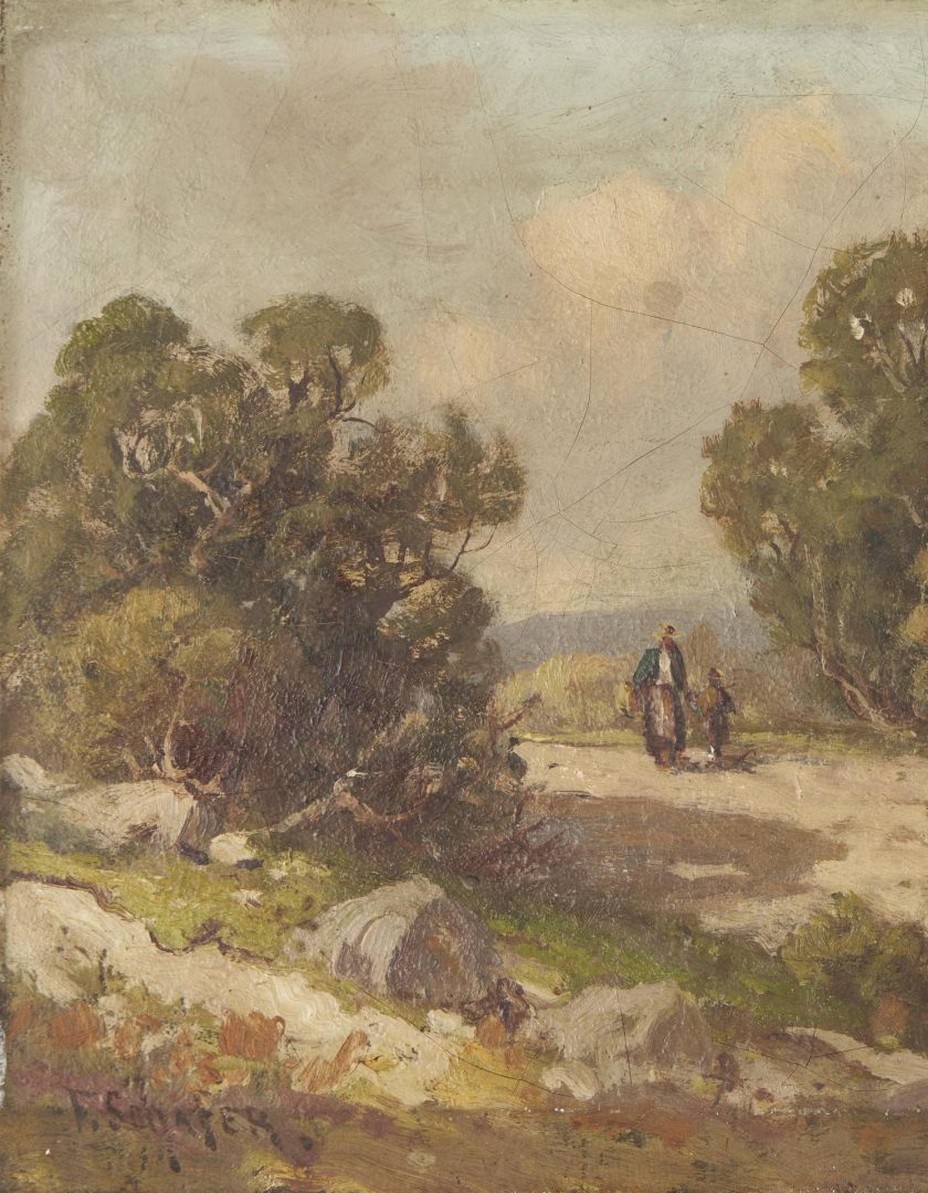 Lot 336: Frederick Schafer O/C Painting, Landscape with Figures