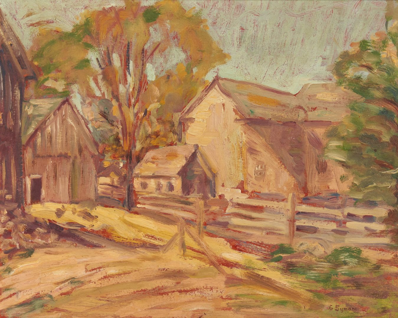 Lot 337: G. Symons O/B Landscape with Barn