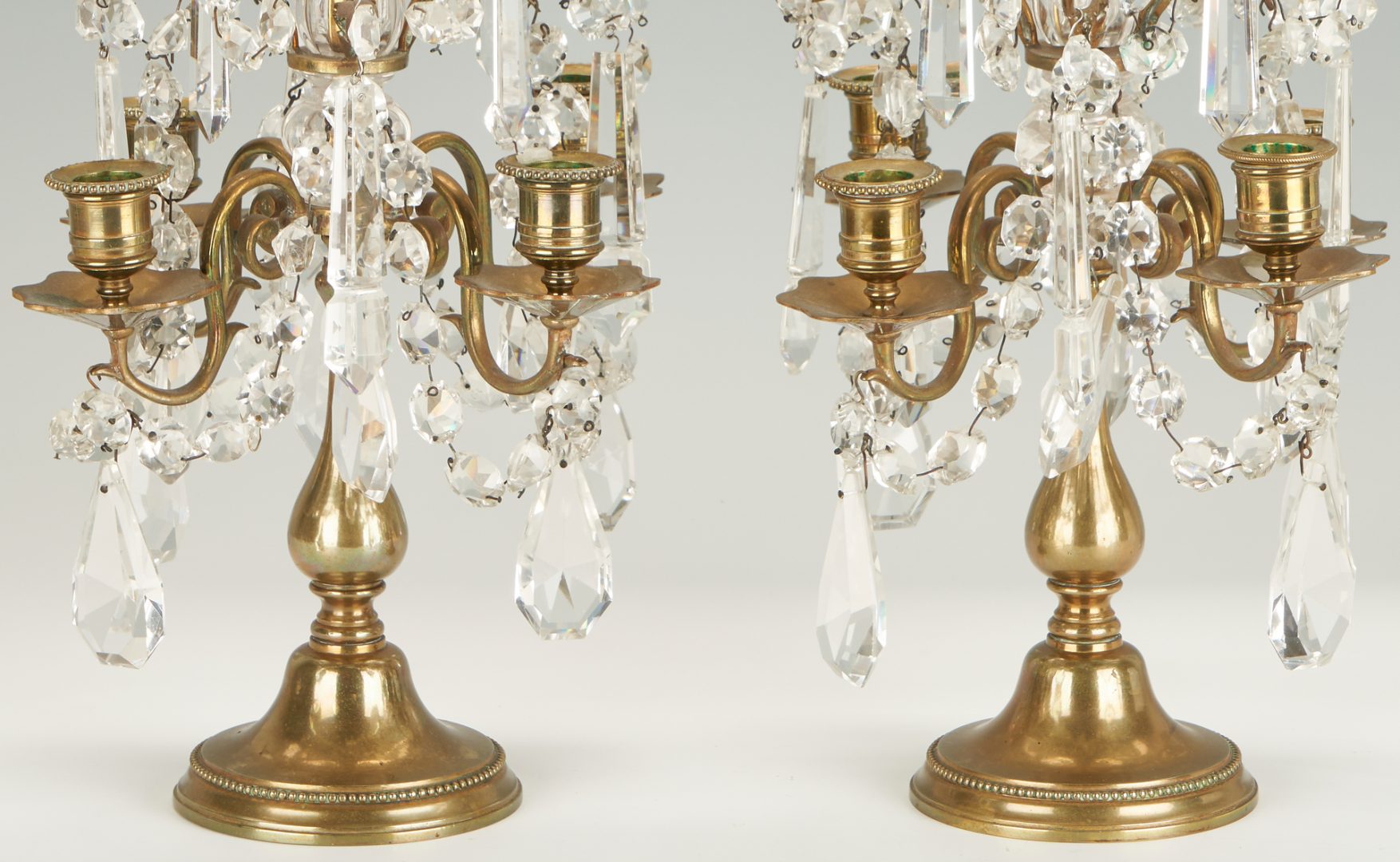 Lot 347: Hollywood Regency Lamps and Baccarat Style Candelabra, 4 pcs.
