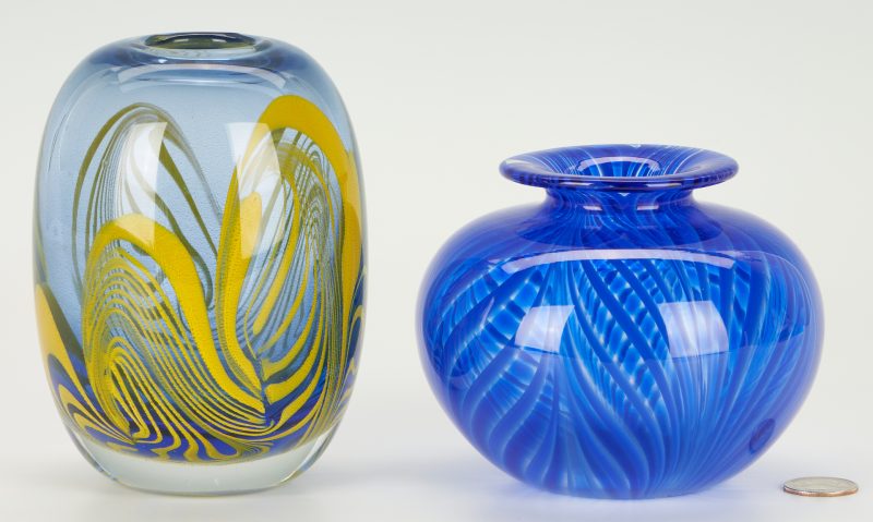 Lot 356: 2 Art Glass Vases, incl. Dominick Labino, William LeQuier