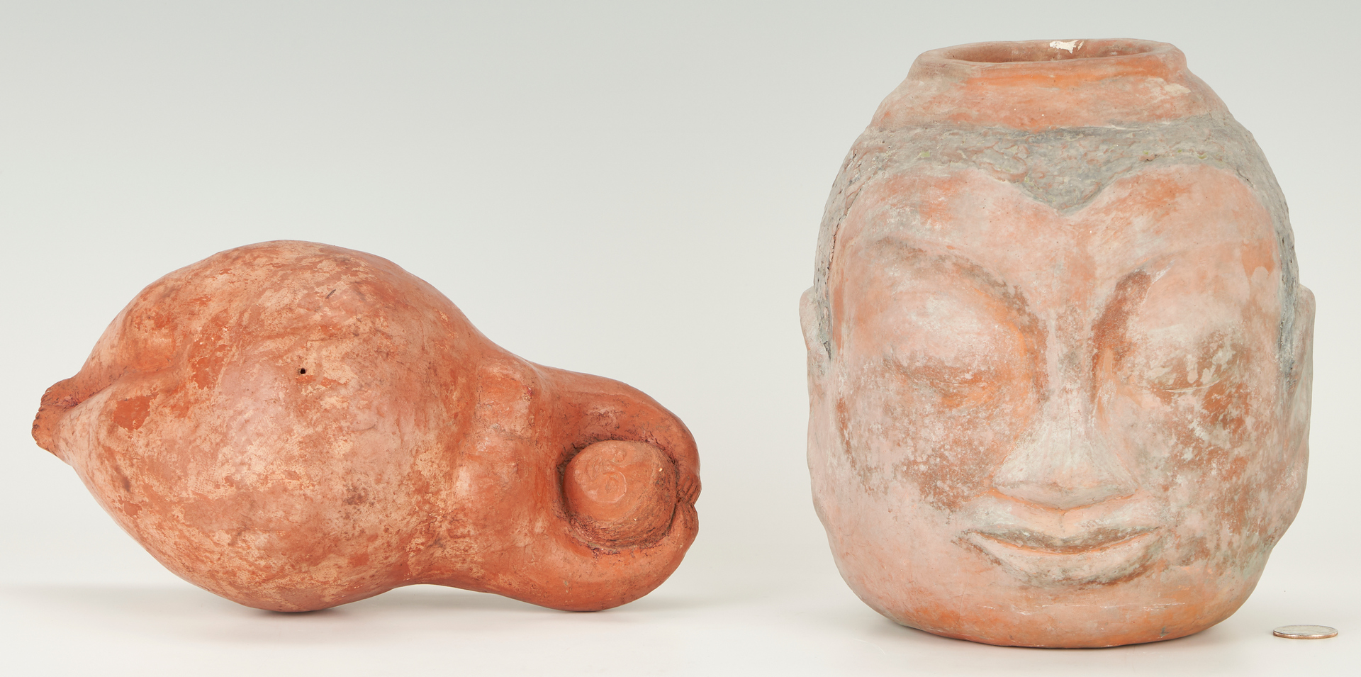 Lot 361: 2 Olen Bryant Sculptures, Face Vase and Nude Female