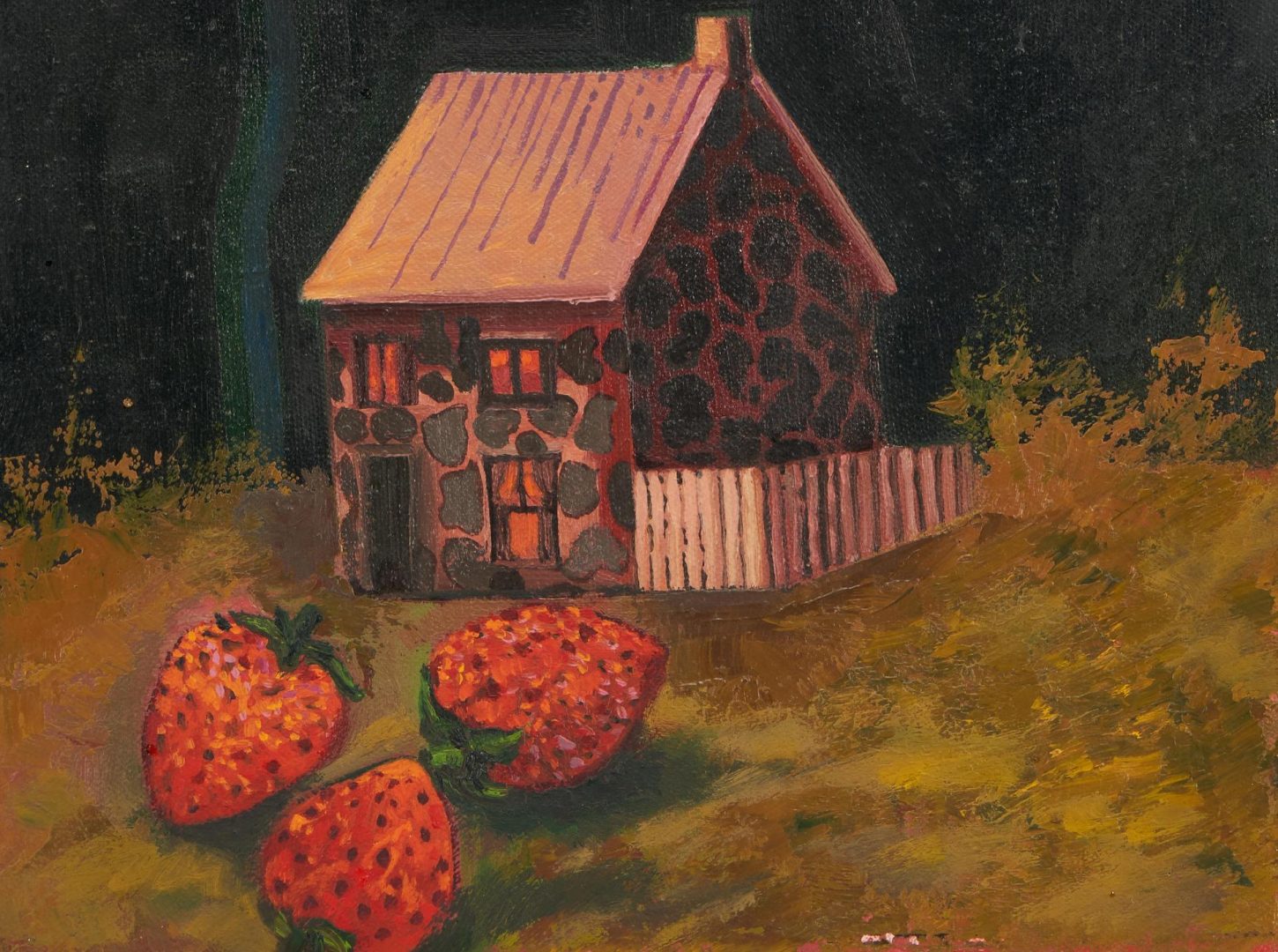 Lot 366: 2 Exhibited Peter Paone Paintings, Halloween & Strawberry Farm