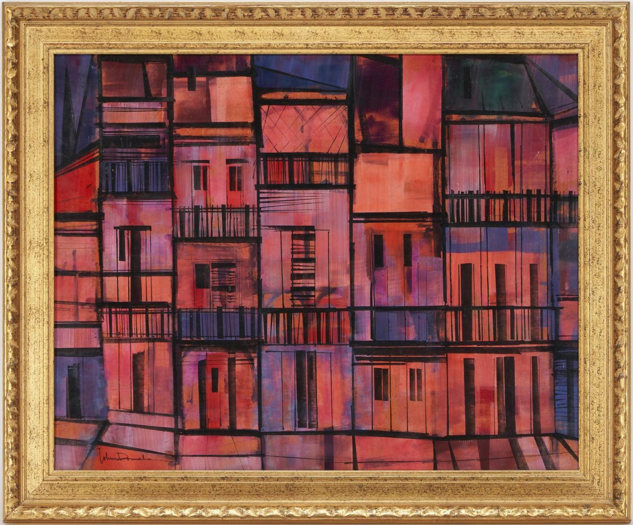 Lot 370: 2 Johnny Donnels Artworks, incl. French Quarter Abstract Painting