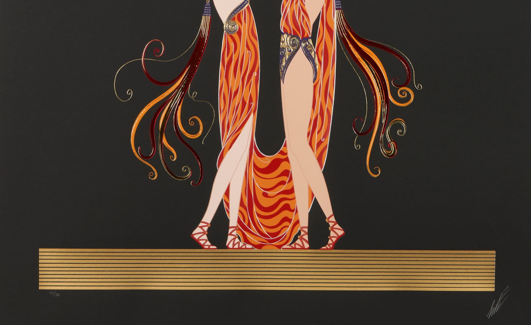 Lot 374: Erte Art Deco Serigraph, Kiss of Fire