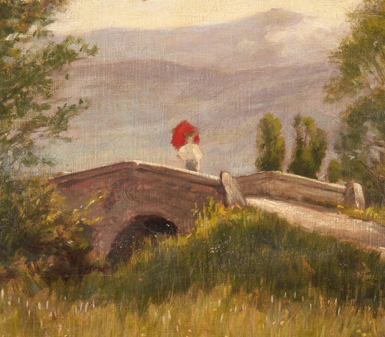 Lot 429: 2 O/C Landscape Paintings with Bridges, incl. European & American School