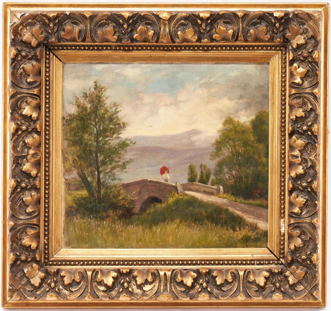 Lot 429: 2 O/C Landscape Paintings with Bridges, incl. European & American School