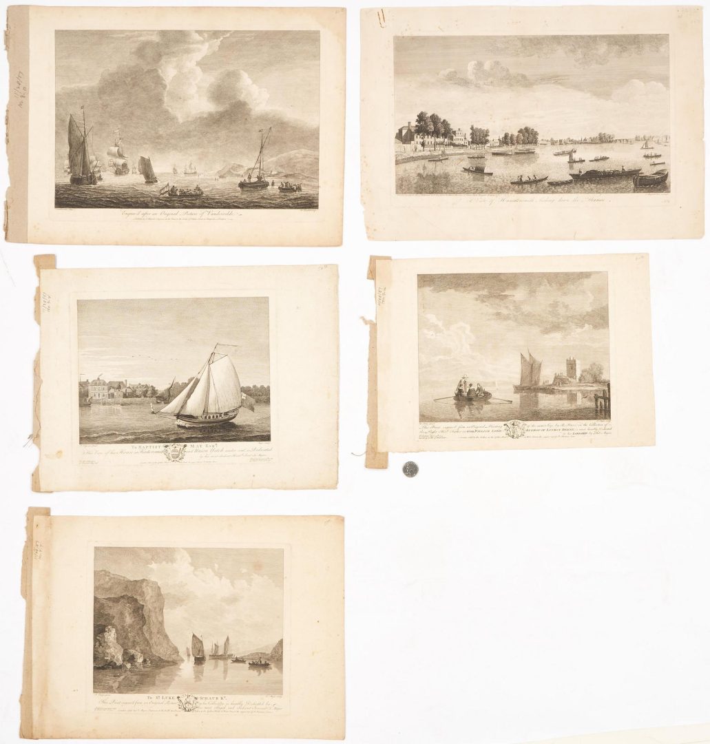 Lot 458: 5 18th Cent. Marine Engravings, incl. T. Major, J. Boyndell