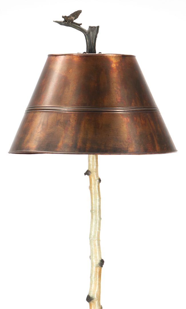 Lot 478: George Northup Bronze Lamp, Aspen Birch Tree