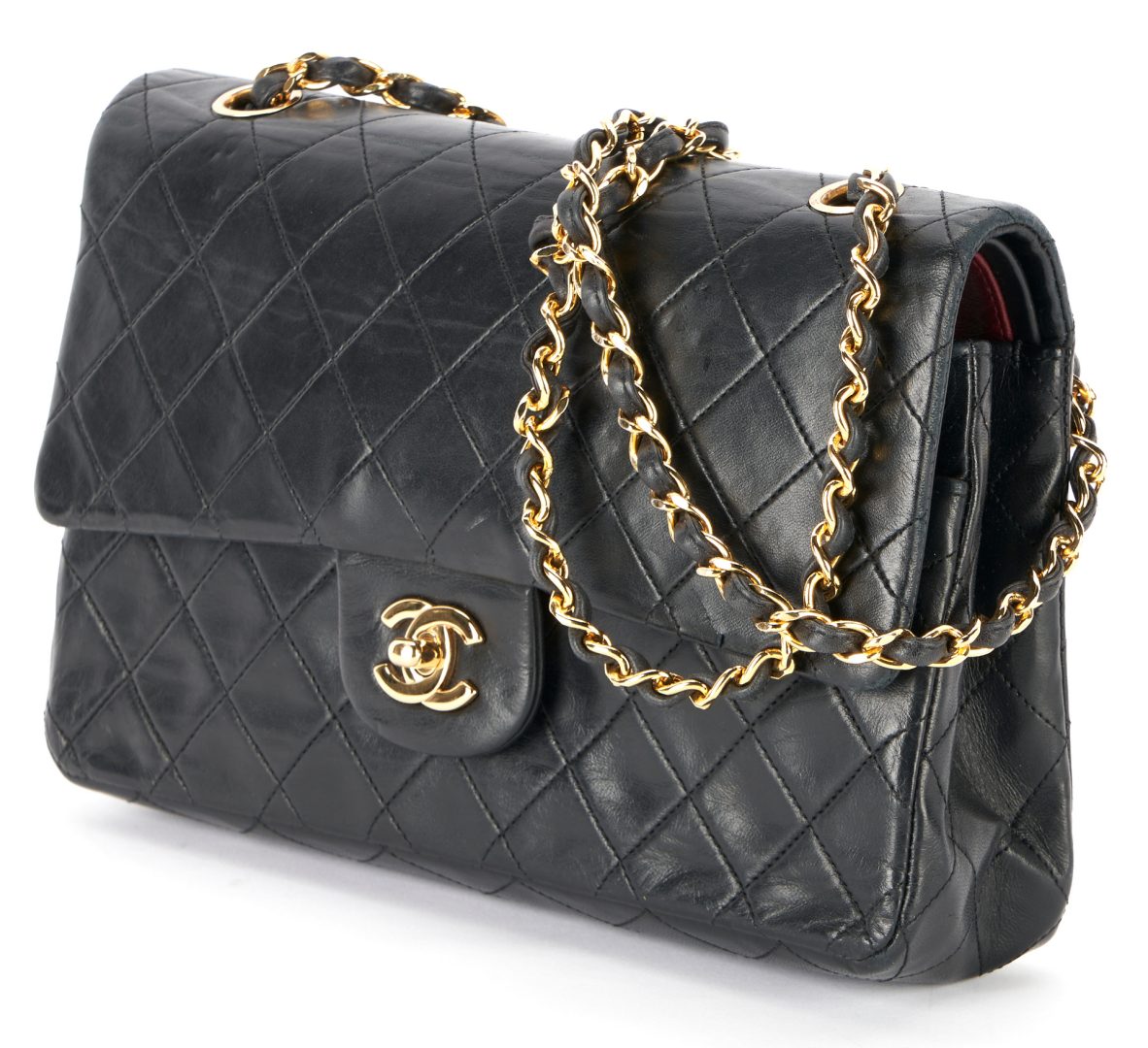 Lot 529: Chanel Classic Double Flap Quilted Black Leather Bag