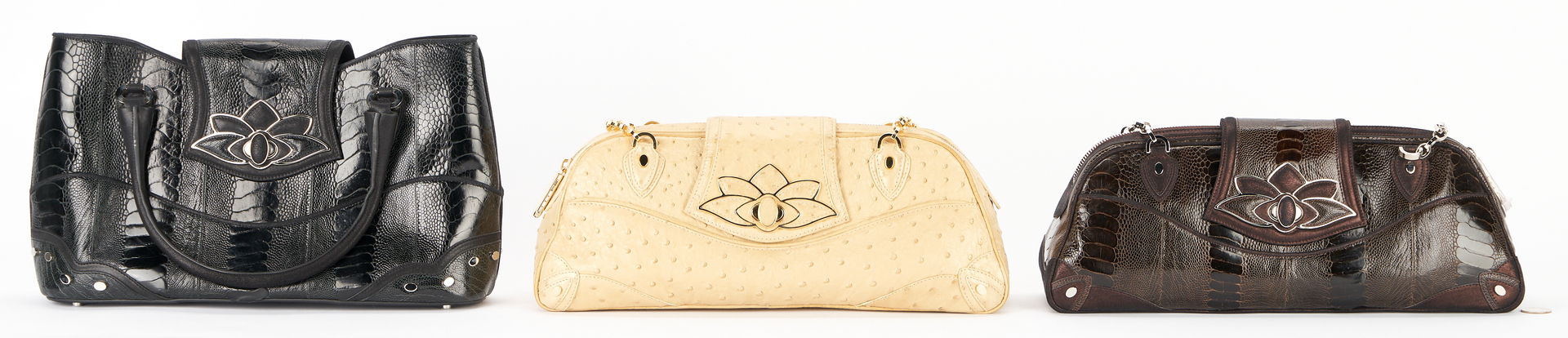 Lot 533: 3 Judith Leiber Handbags w/ Lotus Details