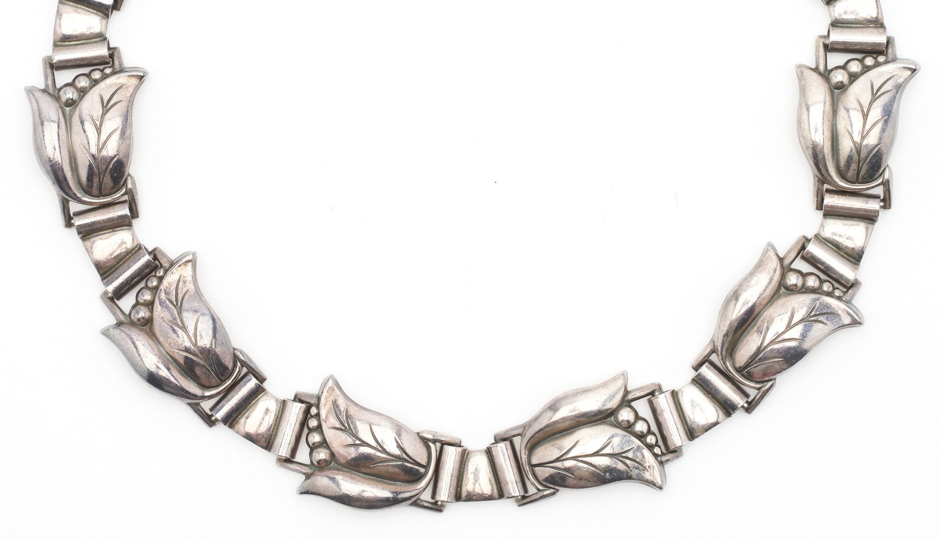 Lot 546: Georg Jensen Sterling Silver Necklace, Fleur Danoise