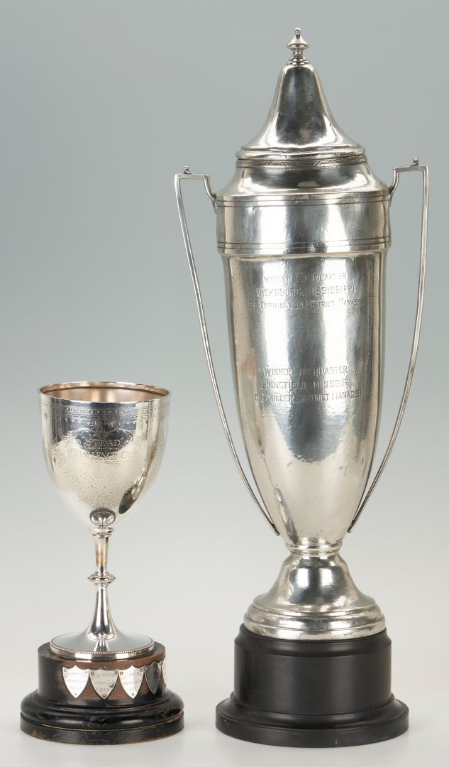 Lot 585: 7 Sterling, Silver & Silverplated Trophies