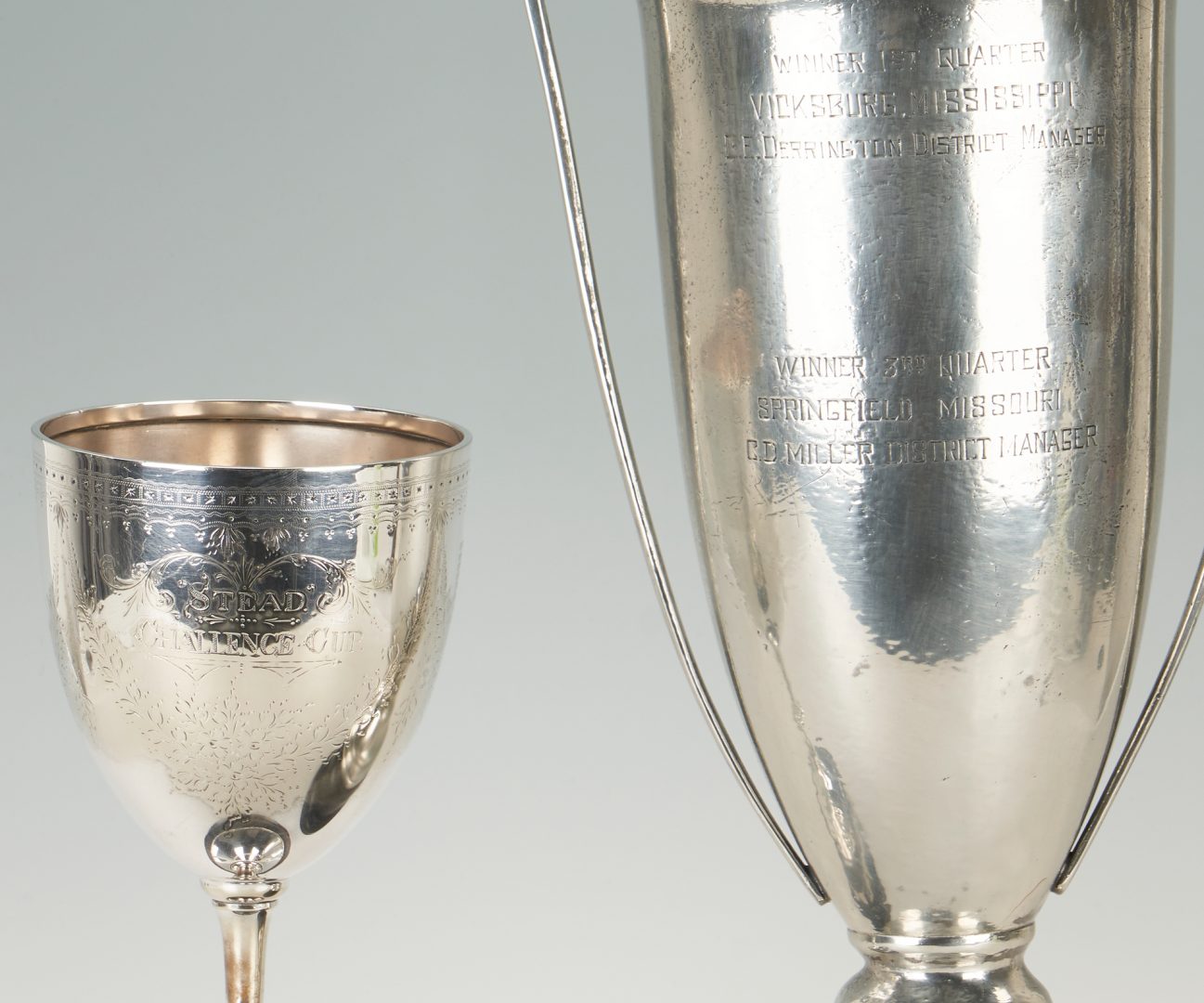Lot 585: 7 Sterling, Silver & Silverplated Trophies