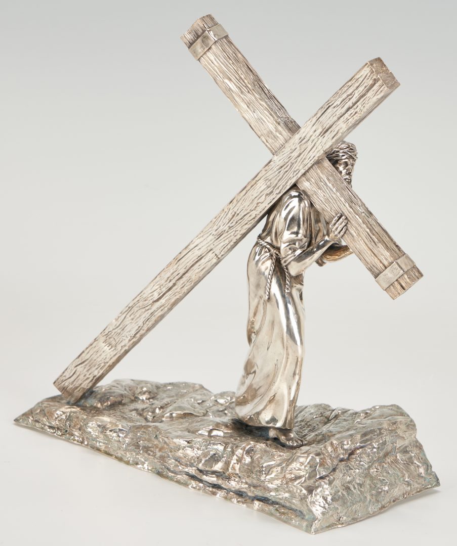 Lot 58: Sterling Sculpture, Christ w/ Cross