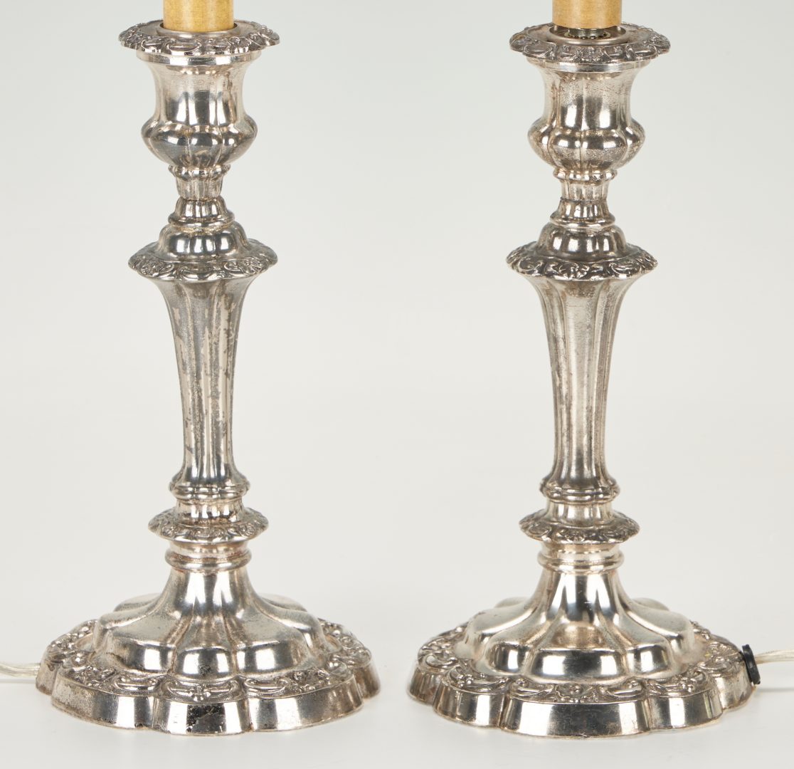 Lot 592: 2 Reed & Barton Sterling Silver Bowls + 2 Silverplated Candlestick Lamps, 4 items