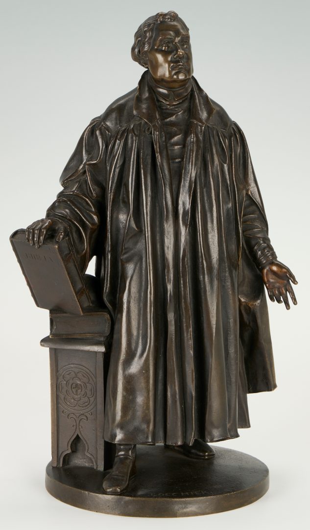 Lot 63: Theodore Gechter Bronze Sculpture, Martin Luther, w/ Stand