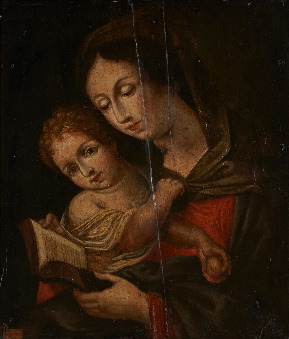Lot 69: Madonna and Child O/B Painting, 18th C., poss. Cusco