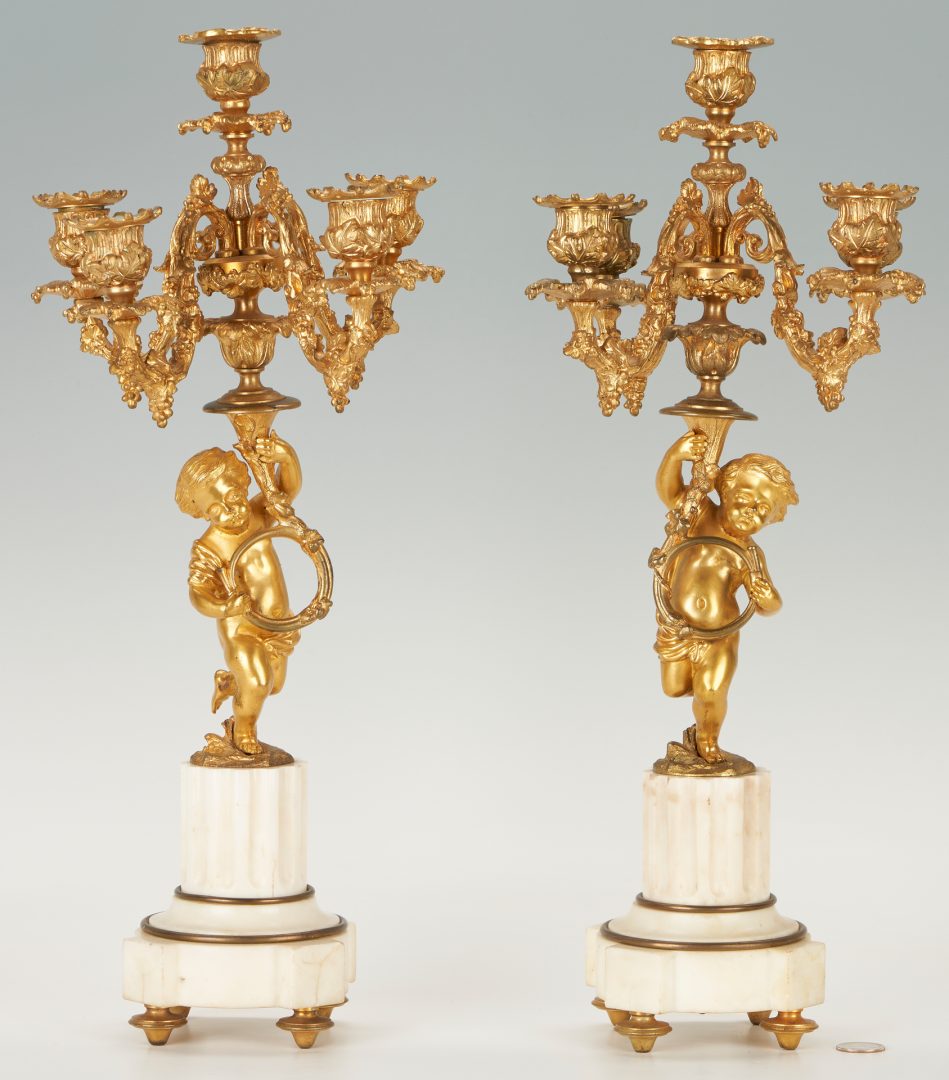 Lot 74: Pair of Neoclassical Gilt Bronze Cherub Form Candelabras