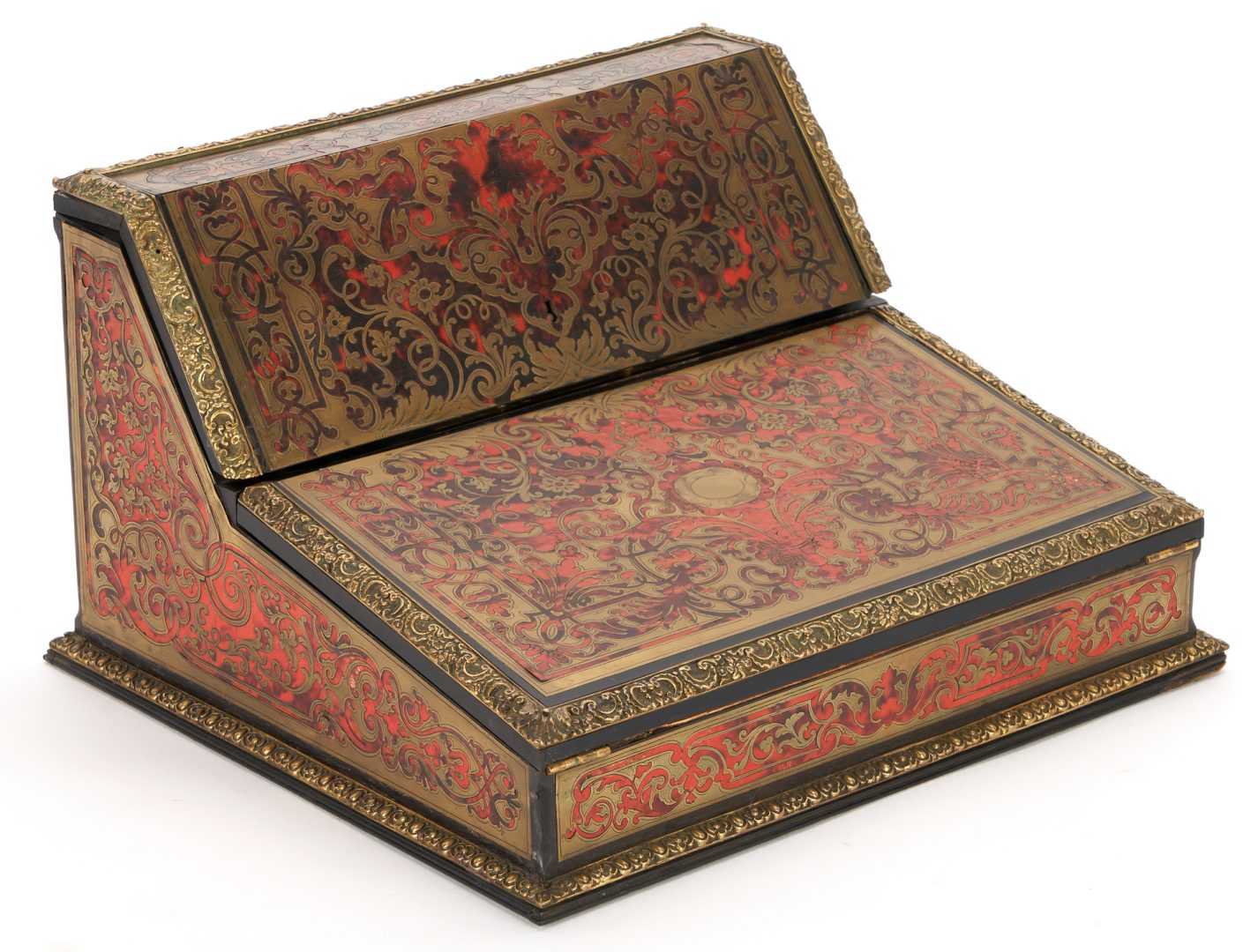 Lot 78: Napoleon III Boulle Lap Desk & Victorian Inlaid Desk Stand