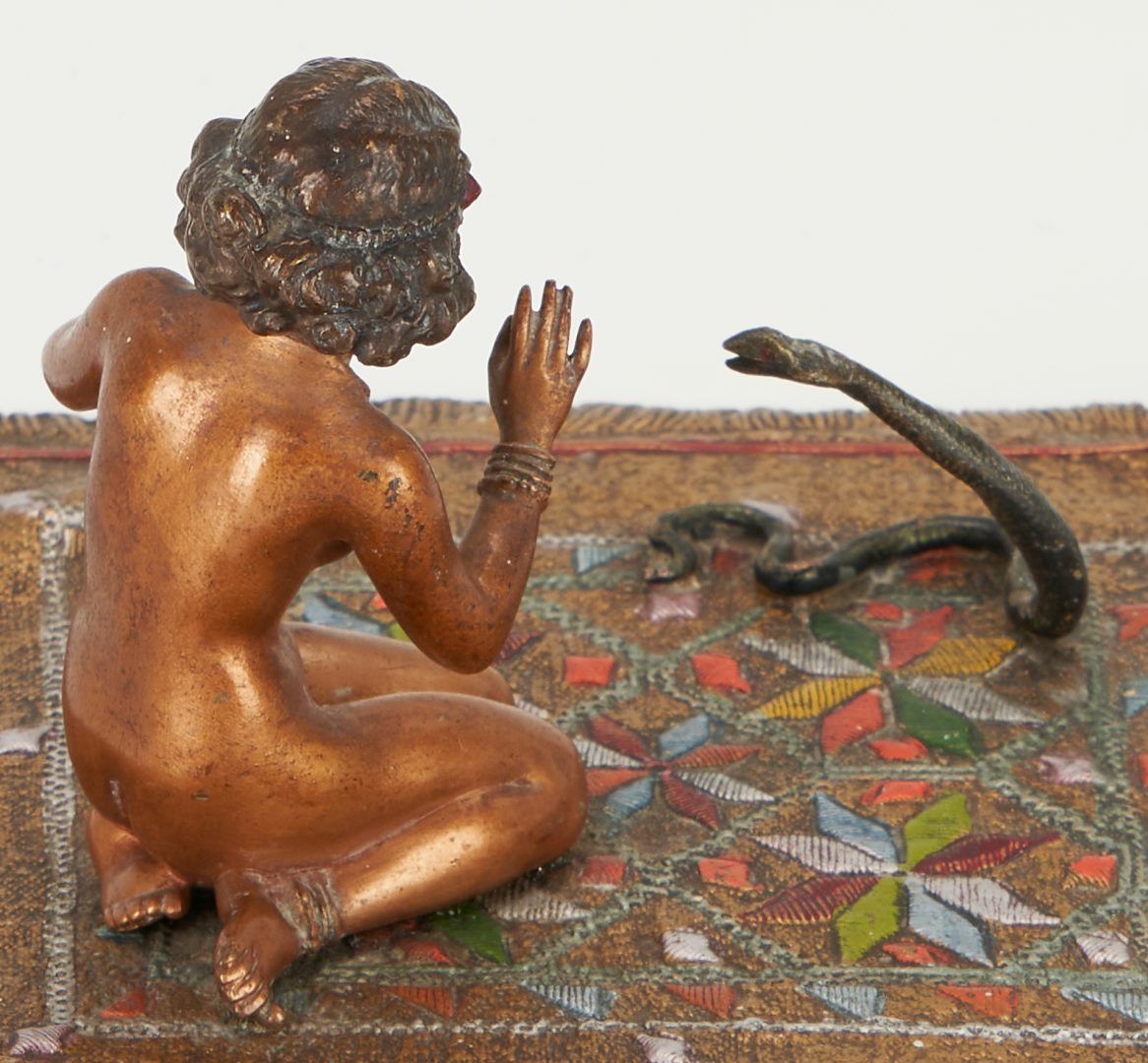 Lot 82: Franz Bergmann Bronze Sculpture, Woman & Snake on Rug