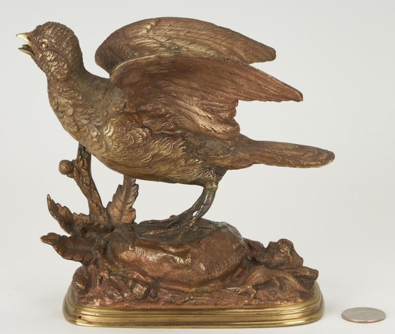 Lot 84: French Bronze Bird Sculpture, E Delabrierre