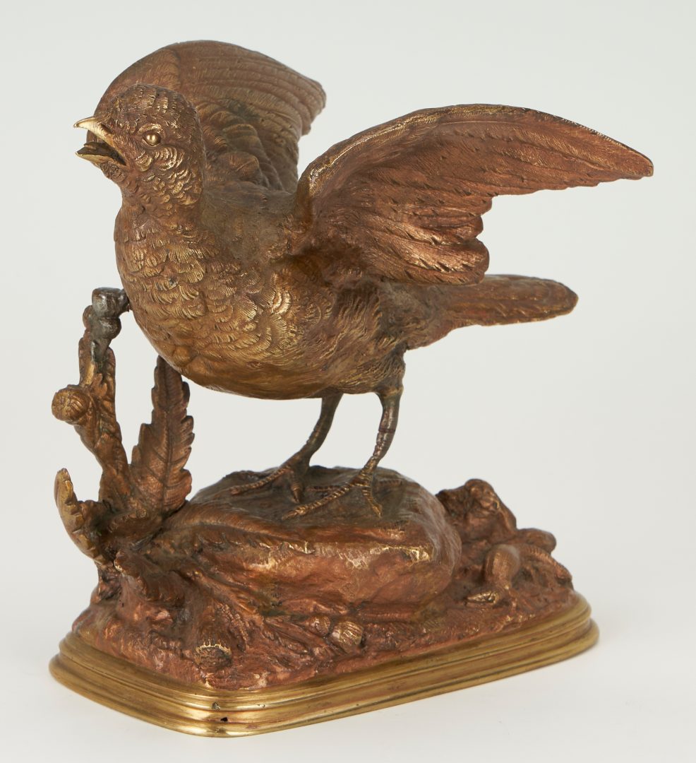 Lot 84: French Bronze Bird Sculpture, E Delabrierre