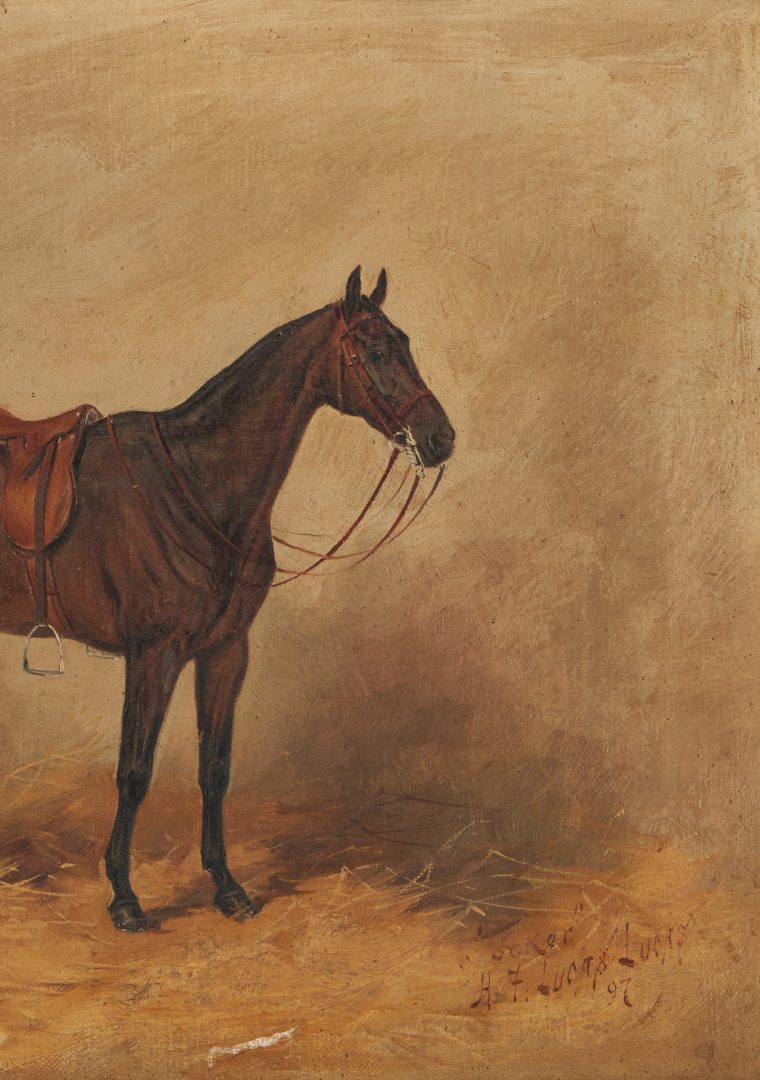 Lot 86: Henry Frederick Lucas Lucas O/C Horse Portrait, Joker, 1897