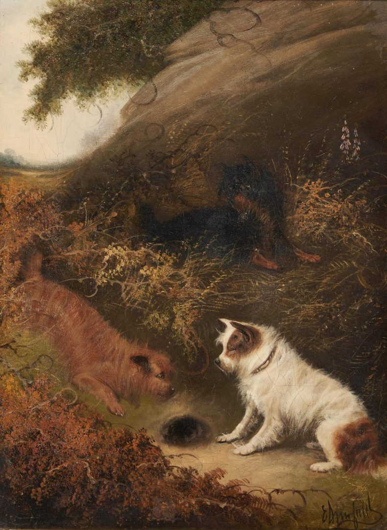 Lot 88: George Armfield O/C Painting, English Dog Hunting Scene