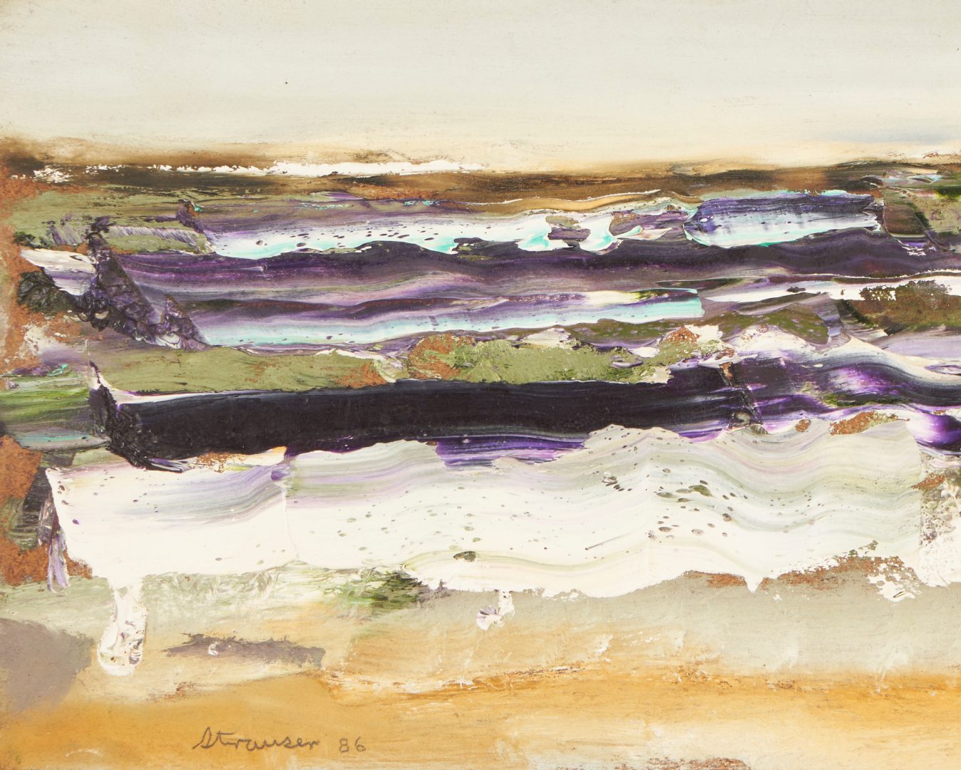 Lot 98: Sterling Strauser O/B Painting, Expressionist Seascape