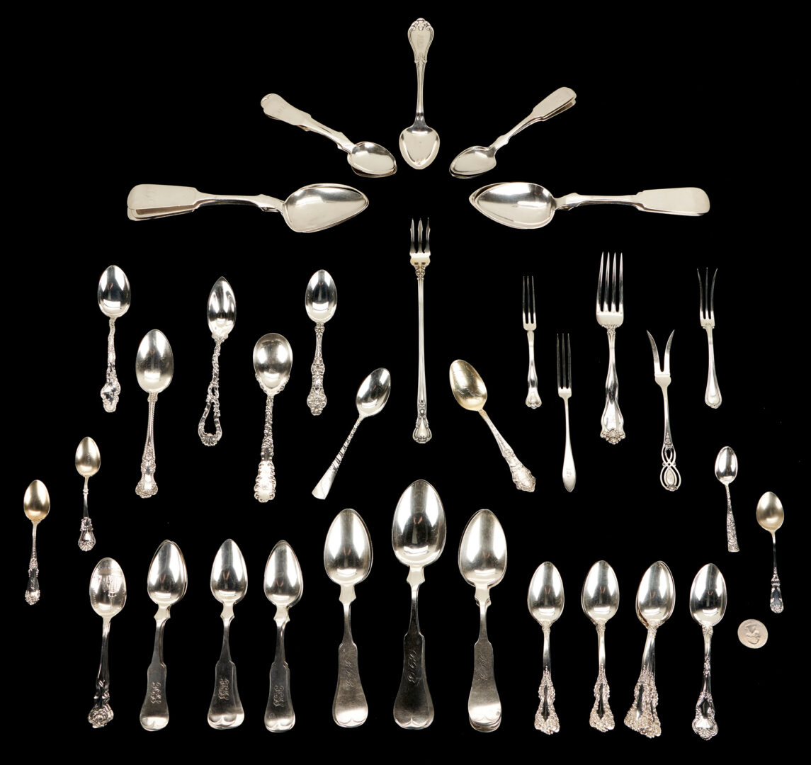 Lot 1011: 67 Pcs. Assorted Sterling & Coin Silver Flatware inc. KY