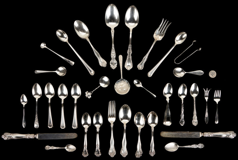 Lot 1017: 58 pcs. Assorted Silver Flatware, Mostly Sterling