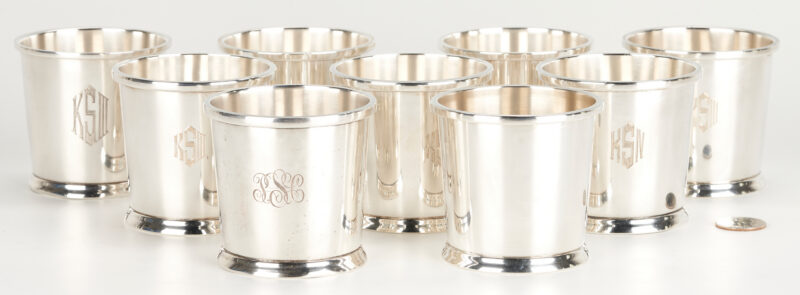Lot 1021: 9 Fisher Sterling Silver Miniature Beaker Cups