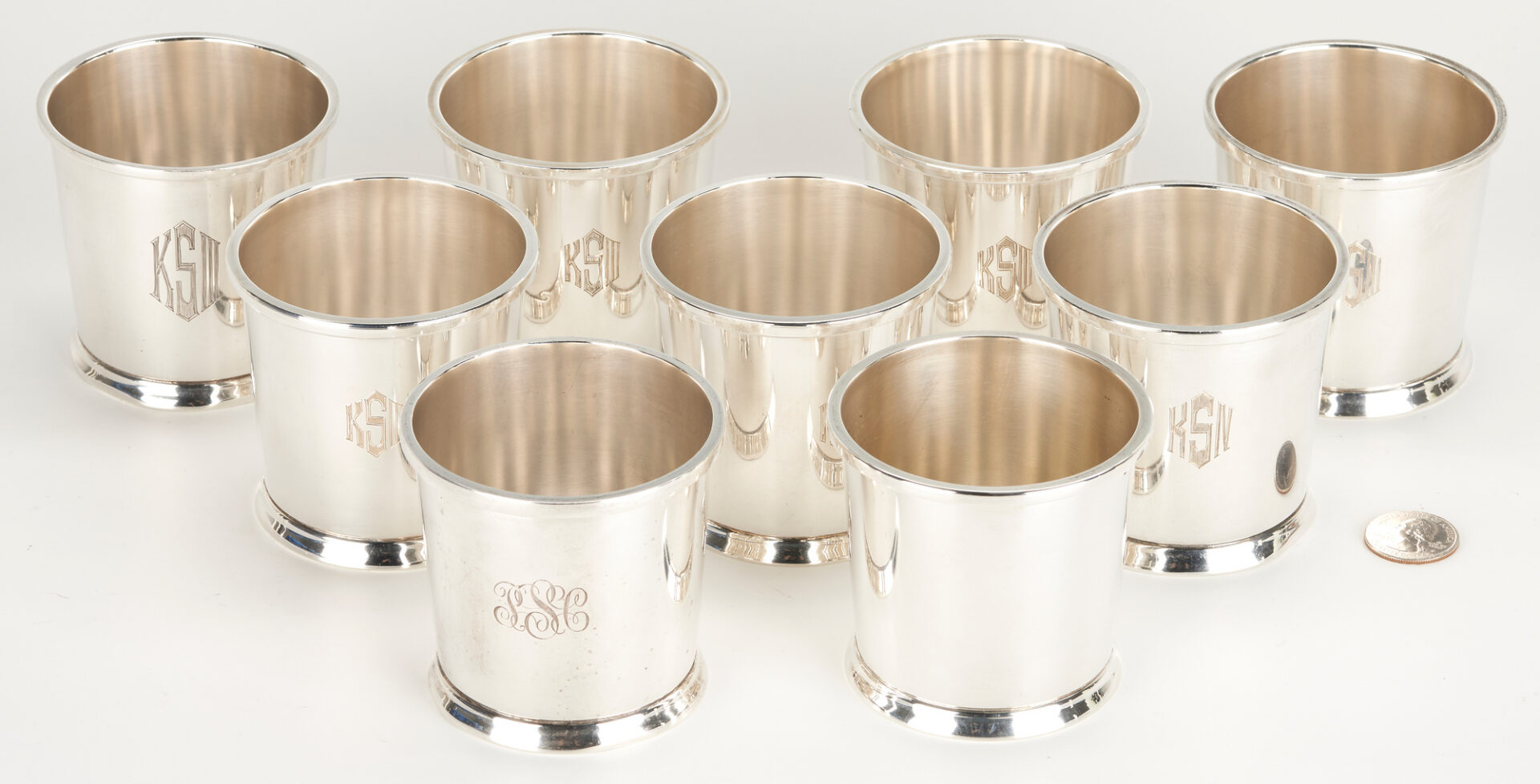 Lot 1021: 9 Fisher Sterling Silver Miniature Beaker Cups